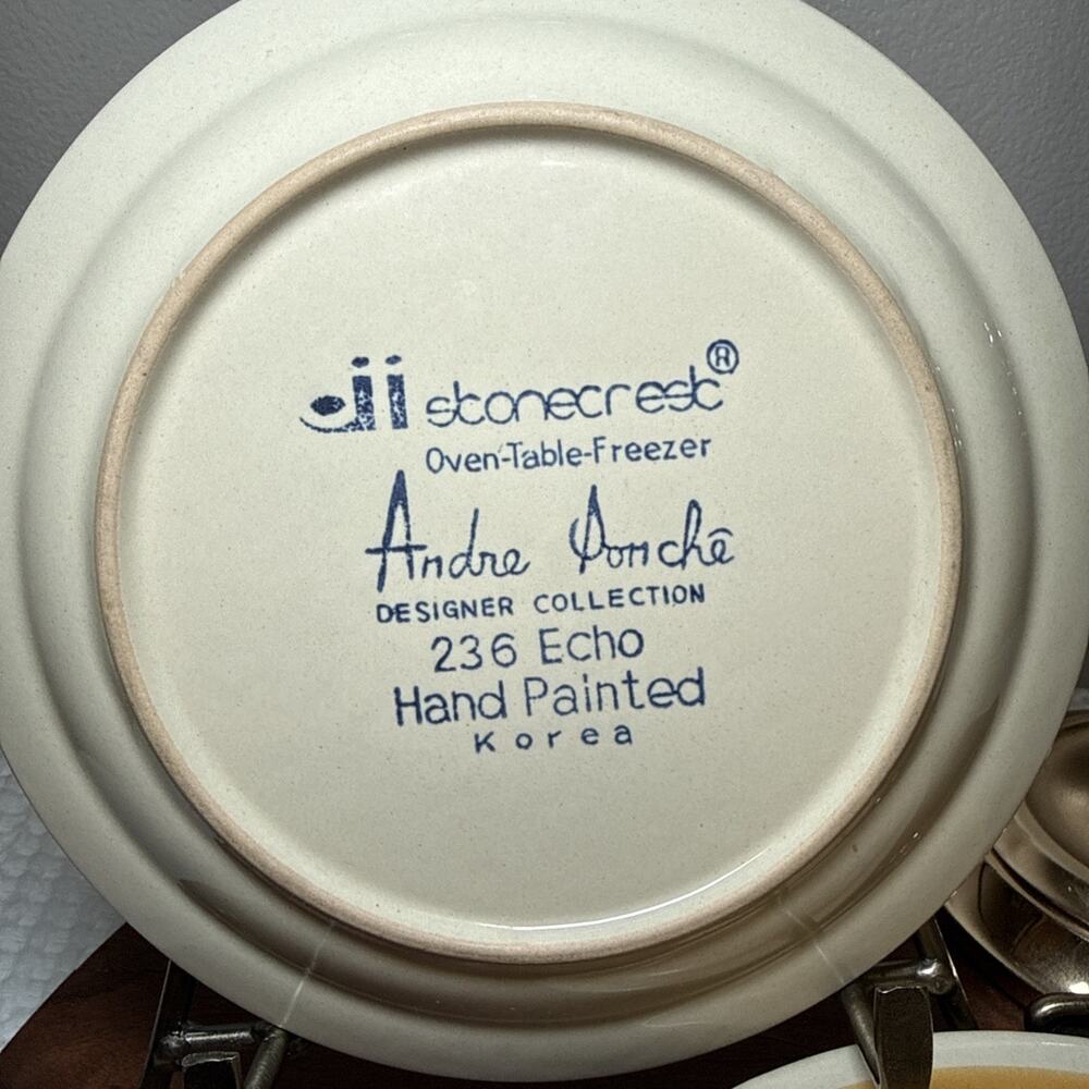 Vtg Stonecrest Andre Ponche Designer Korea 236 ECHO 7” Dessert / Salad Set Of 3 - Picture 2 of 7
